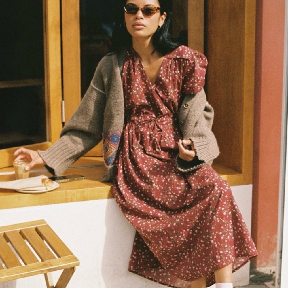 Christy Dawn Burgundy Floral Midi Dress